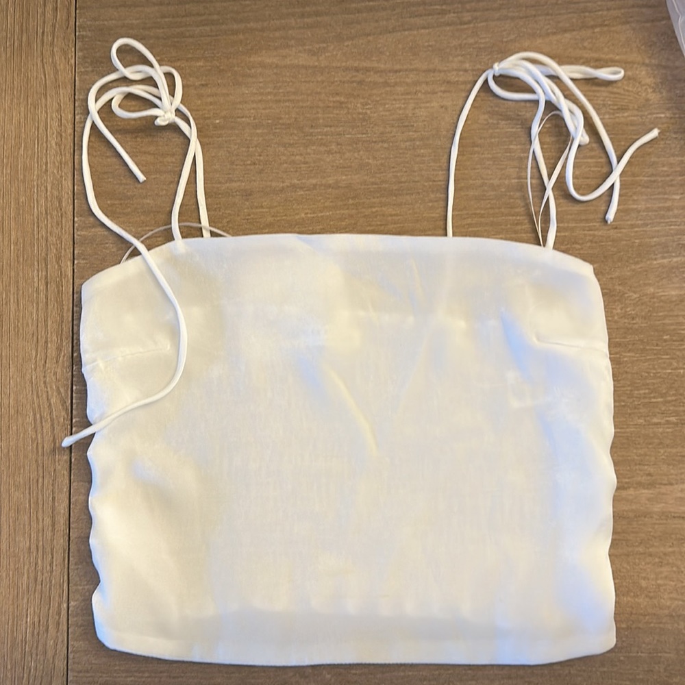 White string strap crop top